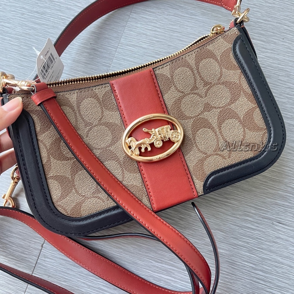Coach Georgie Baguette Colorblock Signature Canvas
